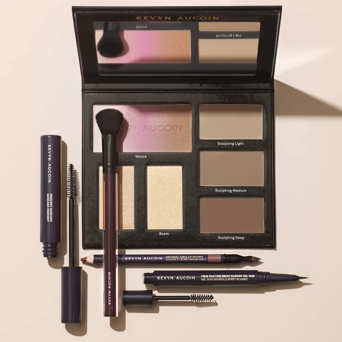 Kevyn Aucoin Sculpt and Define Contour Book: All-in-one makeup artist palette compact. Defines facial features. Eyes, cheekbone, nose & jawline. Highlighters to glow. All skin tones & shapes.