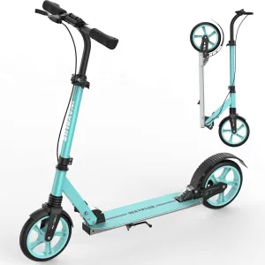 Kick Scooter for Ages 6 ,Kid, Teens & Adults. Max Load 240 LBS. Foldable, Lightweight, 8IN Big Wheels for Kids, Teen and Adults, 4 Adjustable Levels. Bearing ABEC9