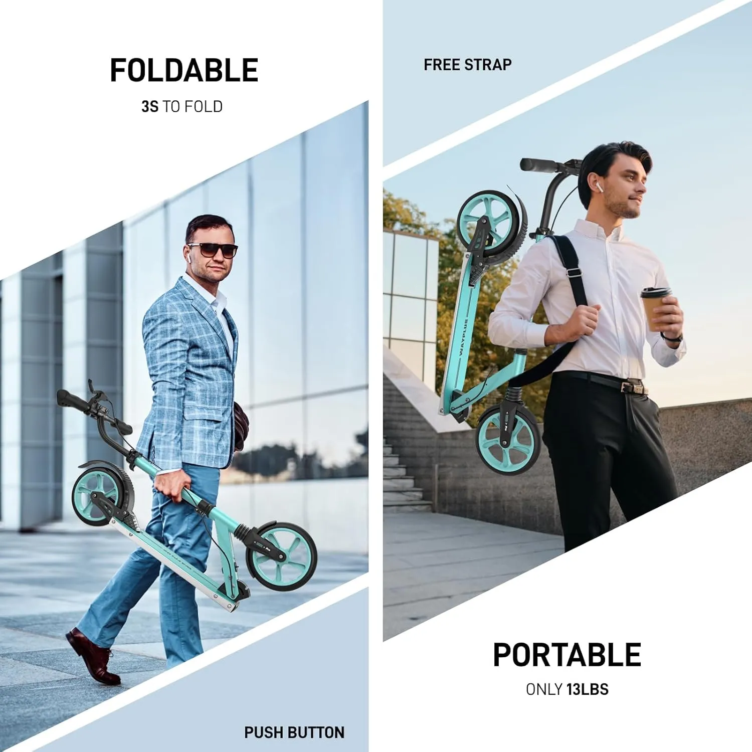 Kick Scooter for Ages 6 ,Kid, Teens & Adults. Max Load 240 LBS. Foldable, Lightweight, 8IN Big Wheels for Kids, Teen and Adults, 4 Adjustable Levels. Bearing ABEC9