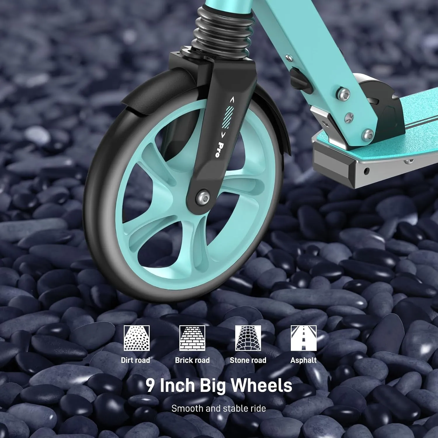 Kick Scooter for Ages 6 ,Kid, Teens & Adults. Max Load 240 LBS. Foldable, Lightweight, 8IN Big Wheels for Kids, Teen and Adults, 4 Adjustable Levels. Bearing ABEC9
