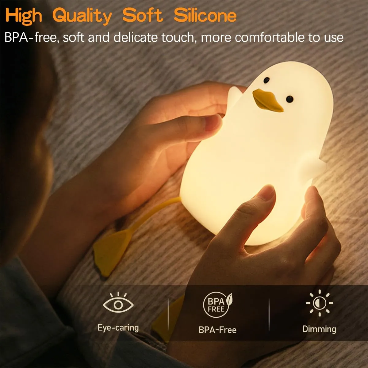 Kid's Cute Silicone Duck Nursery Lamp for Toddlers - Animal Night Light for Bedroom & Kids Room Gift