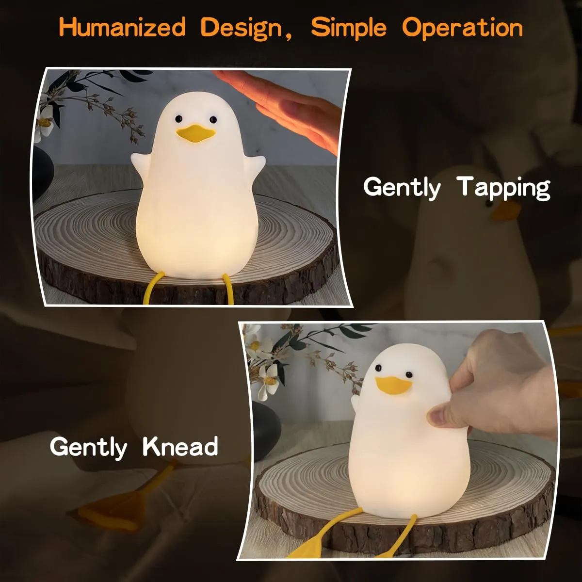 Kid's Cute Silicone Duck Nursery Lamp for Toddlers - Animal Night Light for Bedroom & Kids Room Gift