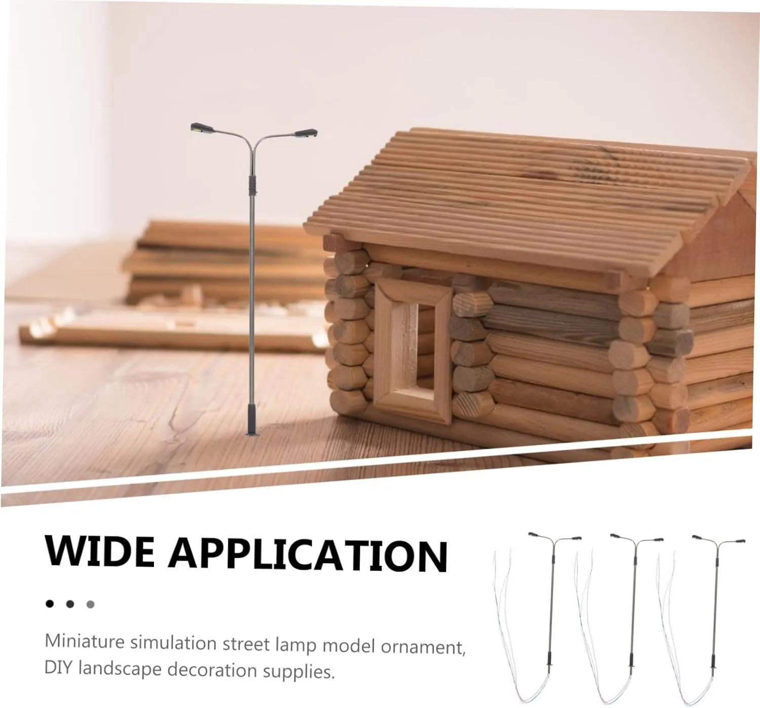 Kisangel 3sets Miniature Double End Street Lights for Landscape Road Lamp DIY Sand Table Decor Model for Miniature Garden Pathway Unique Creative Design 3pcs*3