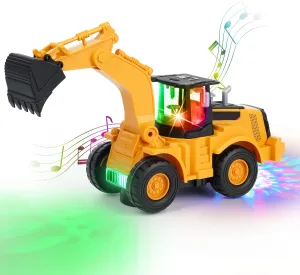 Kizeefun Excavator Truck Kids Toys: Construction 2-5 Toddler Toys Digger Truck with Electric Universal Wheel Children Car Toys with Light and Music Birthday Christmas for 2 3 4 5 Years Old Boy
