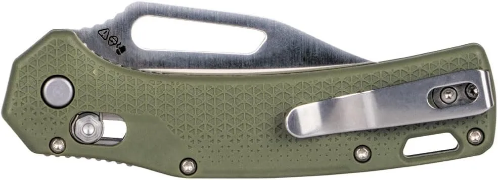 Klein Tools OGK002GNT KTO Resurgence Pocket Knife, D2 Tool Steel Clip Point Blade, Green Handle Utility Knife for Hunting, Hiking
