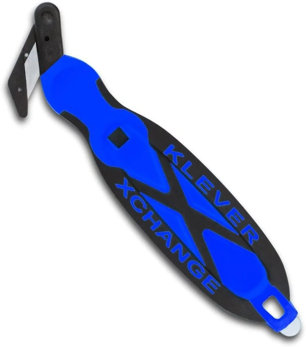 Klever XChange Box Cutter, Kutter Package Opener Wide Cut Head, Ergonomic Soft Touch Handle Utility Knife, Cuts Thicker Substrates, Boxes, Film, Tape and More Applications, Blue, 10 Pack (KCJ-XC-30B)
