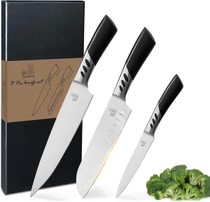 Knife Set,kitchen knives,3PCS kitchen knives set,high carbon Stainless Steel Knife Set,8 Inch Chef Knife,7 Inch Santoku Knife,5 Inch Utility Knife for BBQ or gifts,