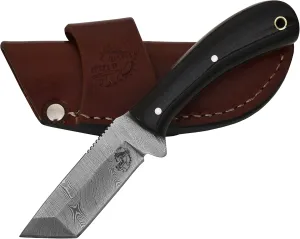 Knives Ranch Handmade 6-1/2" Fixed Blade EDC Utility Knife - Black Burlap Micarta Handle - Horizontal Carrying Sheath Snug Fit (2009-II)