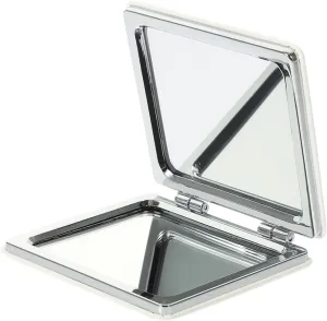KOHARA Rhinestone Portable Mirror Square Makeup Mirror Folding Cosmetic Mirror Vintage Compact Mirror for Purse Compact Vanity Mirror Heart-Shaped White Dressing Table Travel Metal