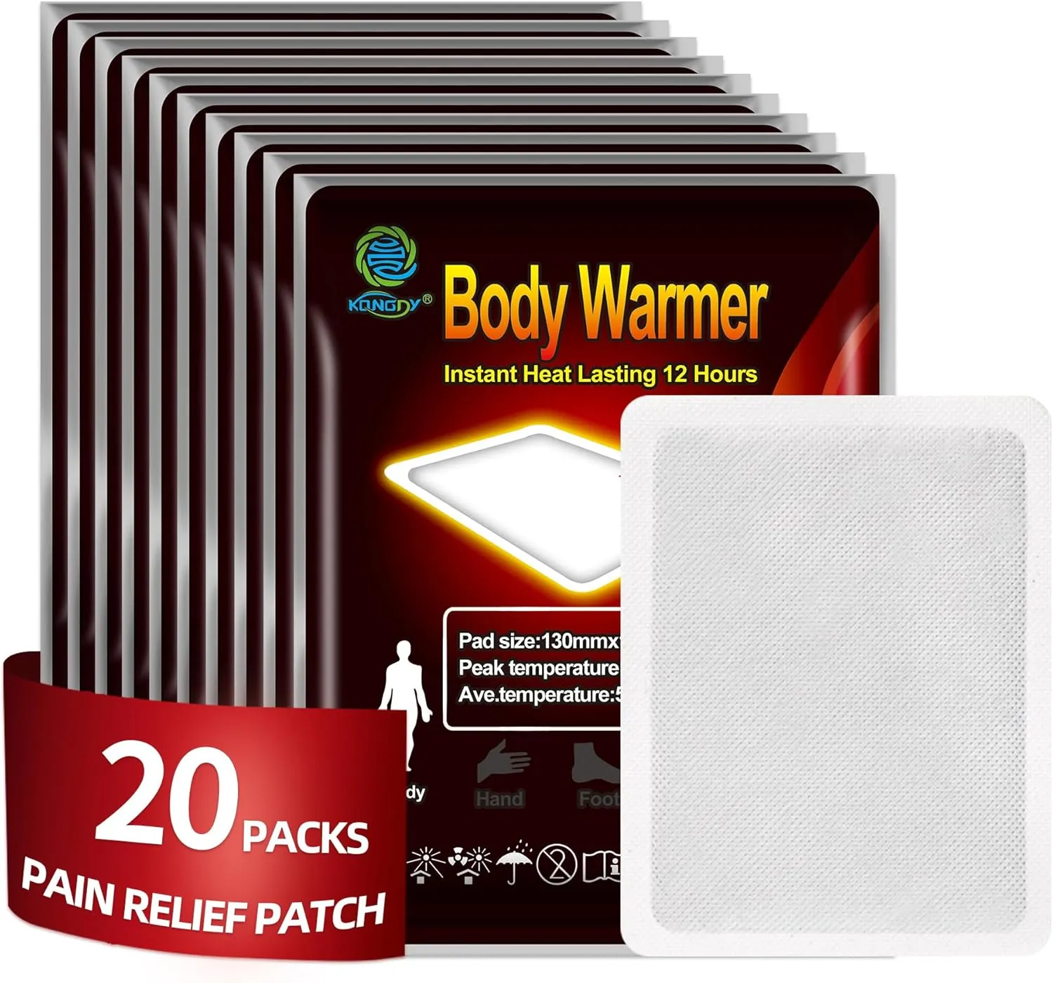 KONGDY 20 Count Heat Therapy Patch, Pain Heating Patches, Menstrual Relief Heat Patches Portable Air Activated Patch (20)