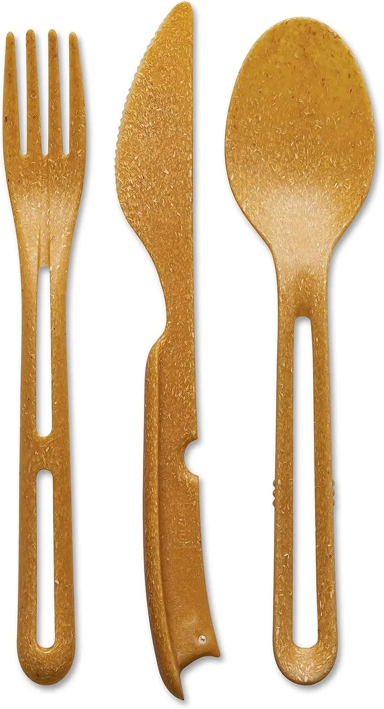 Koziol 8003702 KLIKK File Plastic, Reusable, Knife, Fork, Spoon, Outdoor, Camping, Picnic, Hiking, Vacation, Lunch to go, Cutlery Set of Three