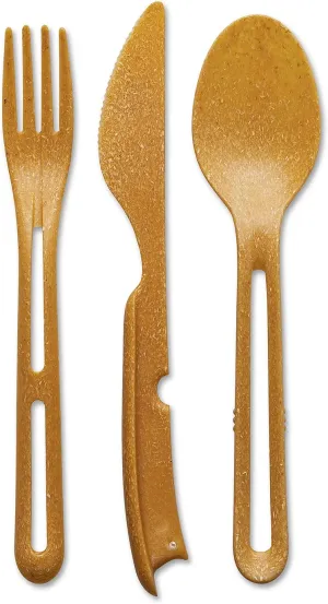 Koziol 8003702 KLIKK File Plastic, Reusable, Knife, Fork, Spoon, Outdoor, Camping, Picnic, Hiking, Vacation, Lunch to go, Cutlery Set of Three