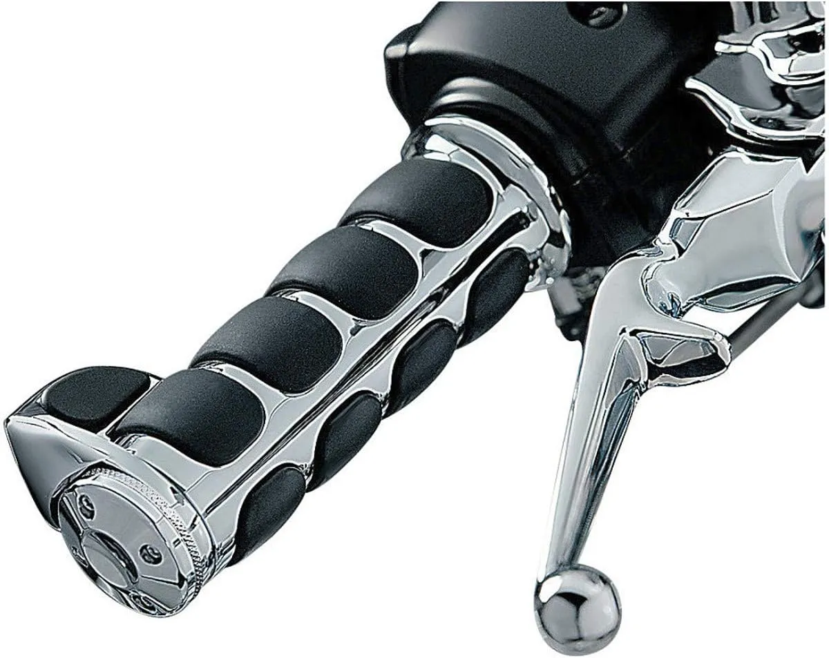 Kuryakyn 6343 Premium ISO Handlebar Grips with Contoured Throttle Boss for Electronic Throttle Control: 2008-19 Harley-Davidson Motorcycles, Chrome, 1 Pair