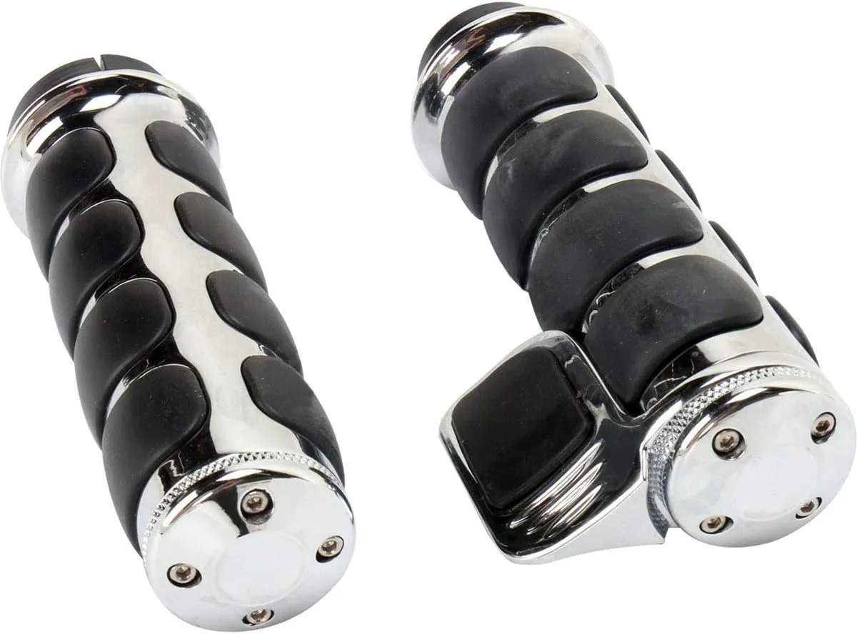 Kuryakyn 6343 Premium ISO Handlebar Grips with Contoured Throttle Boss for Electronic Throttle Control: 2008-19 Harley-Davidson Motorcycles, Chrome, 1 Pair