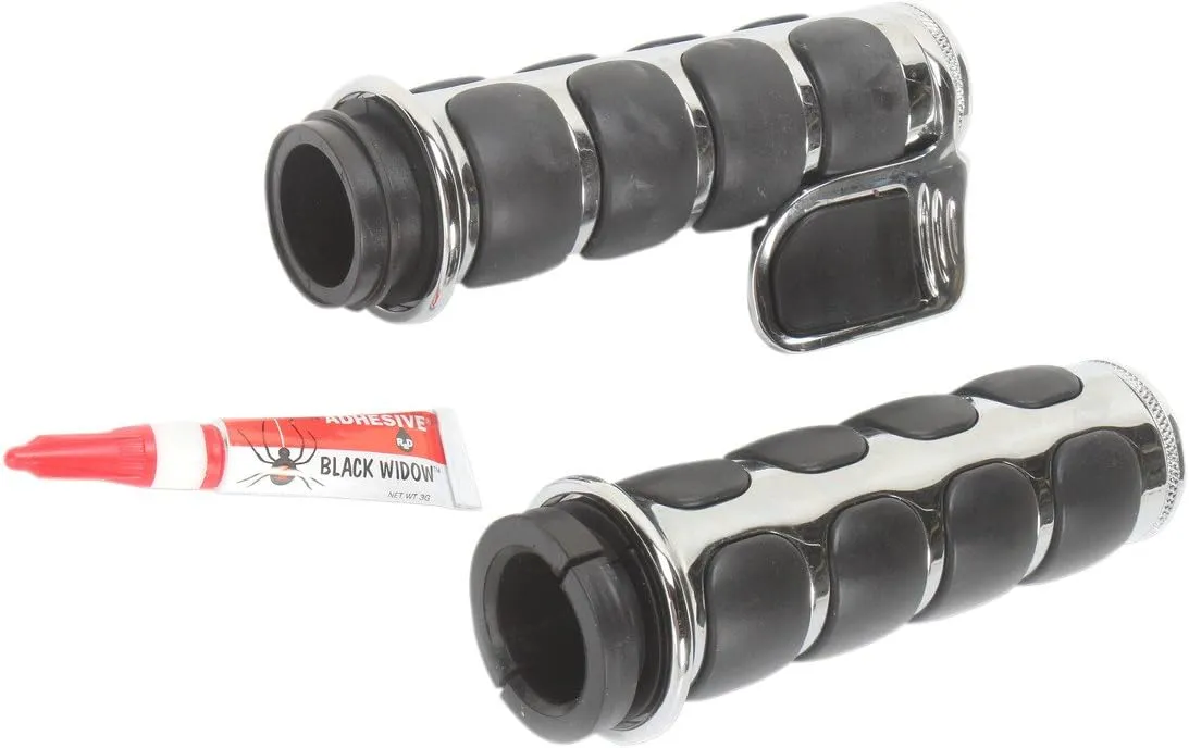 Kuryakyn 6343 Premium ISO Handlebar Grips with Contoured Throttle Boss for Electronic Throttle Control: 2008-19 Harley-Davidson Motorcycles, Chrome, 1 Pair