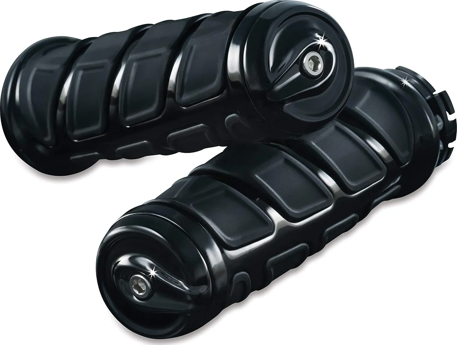Kuryakyn 6376 Premium Kinetic Handlebar Grips for Kawasaki, Suzuki, Victory & Yamaha Motorcycles, Gloss Black, 1 Pair
