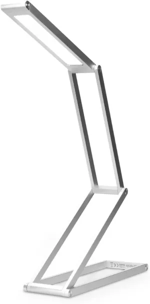 kwmobile Foldable LED Desk Lamp - Folding Portable USB Table Light with 3 Brightness Settings - for Home, Reading, Studying, Work, Travel - Silver