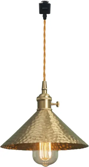 L-Type Track Lighting Pendants Restaurant 2ft Chandelier Hammered Hand-Made Copper Lampshade with Brass E26 Rotary Switch Socket Lightolier Compatible Track Light Industrial Customizable