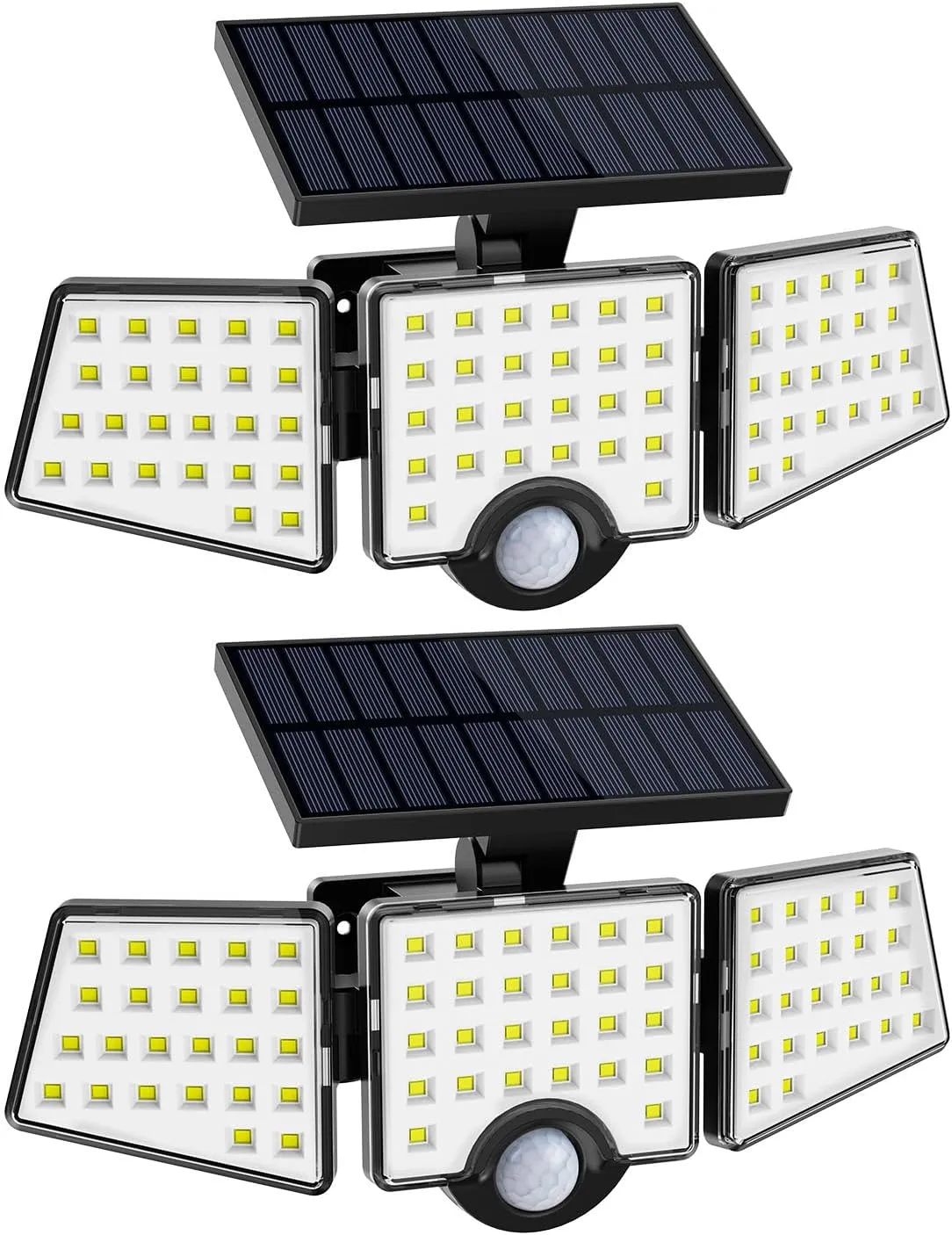 LE Solar Lights for Outside, Solar Lights Outdoor with Motion Sensor, WL4000 High Brightness, 3 Adjustable Heads 270° Wide Lighting Angle, IP65 Waterproof, Wireless Wall Lamp for Yard Garage, 2 Packs
