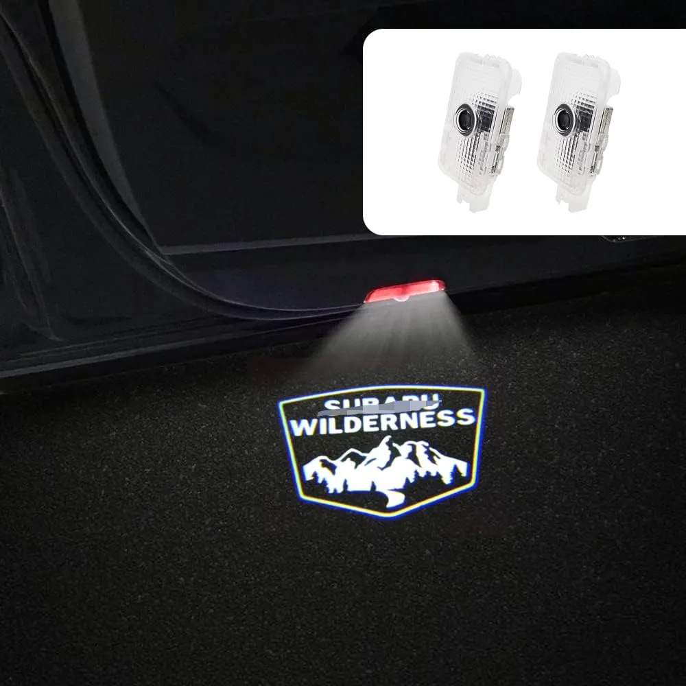 LED Car Door Logo Lights Courtesy Projector Laser Welcome Light Puddle lamp 2 pcs Compatible with Forester Outback Legacy Ascent Car Accessories (Wilderness-White, Wilderness)