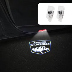 LED Car Door Logo Lights Courtesy Projector Laser Welcome Light Puddle lamp 2 pcs Compatible with Forester Outback Legacy Ascent Car Accessories (Wilderness-White, Wilderness)