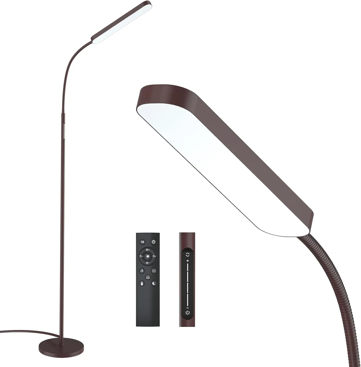 Led Floor Lamp with 4 Color Temperature and Stepless Dimmer, Remote and Touch Control Floor Lamp, Adjustable Gooseneck Standing Lamp for Living Room