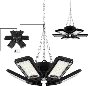 LED Garage Lights 2 Pack - 180W, 18000LM 6500K Led Shop Light with 6 1 Deformable Panels, Basement, Barn, Warehouse, Shop Ceiling Lights, E26/E27 for Multiple Uses