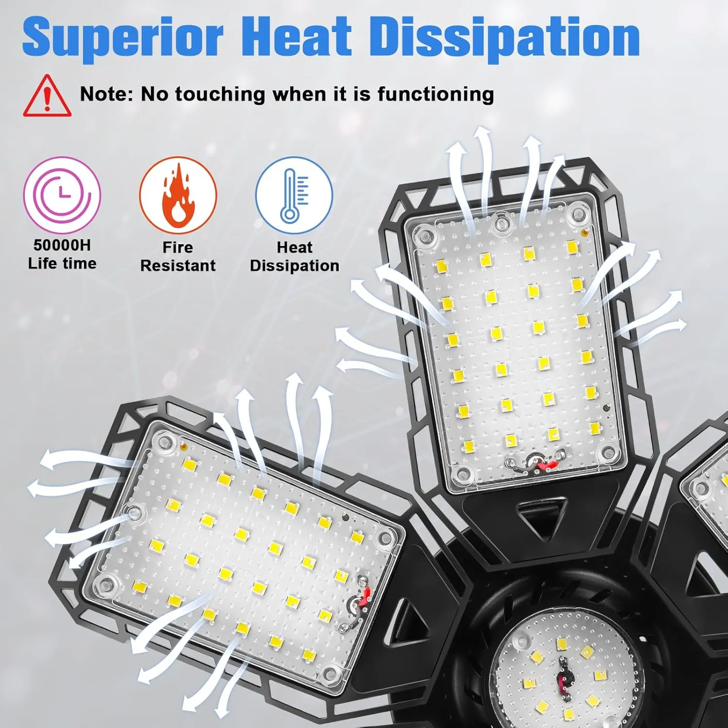 LED Garage Lights 2 Pack - 180W, 18000LM 6500K Led Shop Light with 6 1 Deformable Panels, Basement, Barn, Warehouse, Shop Ceiling Lights, E26/E27 for Multiple Uses
