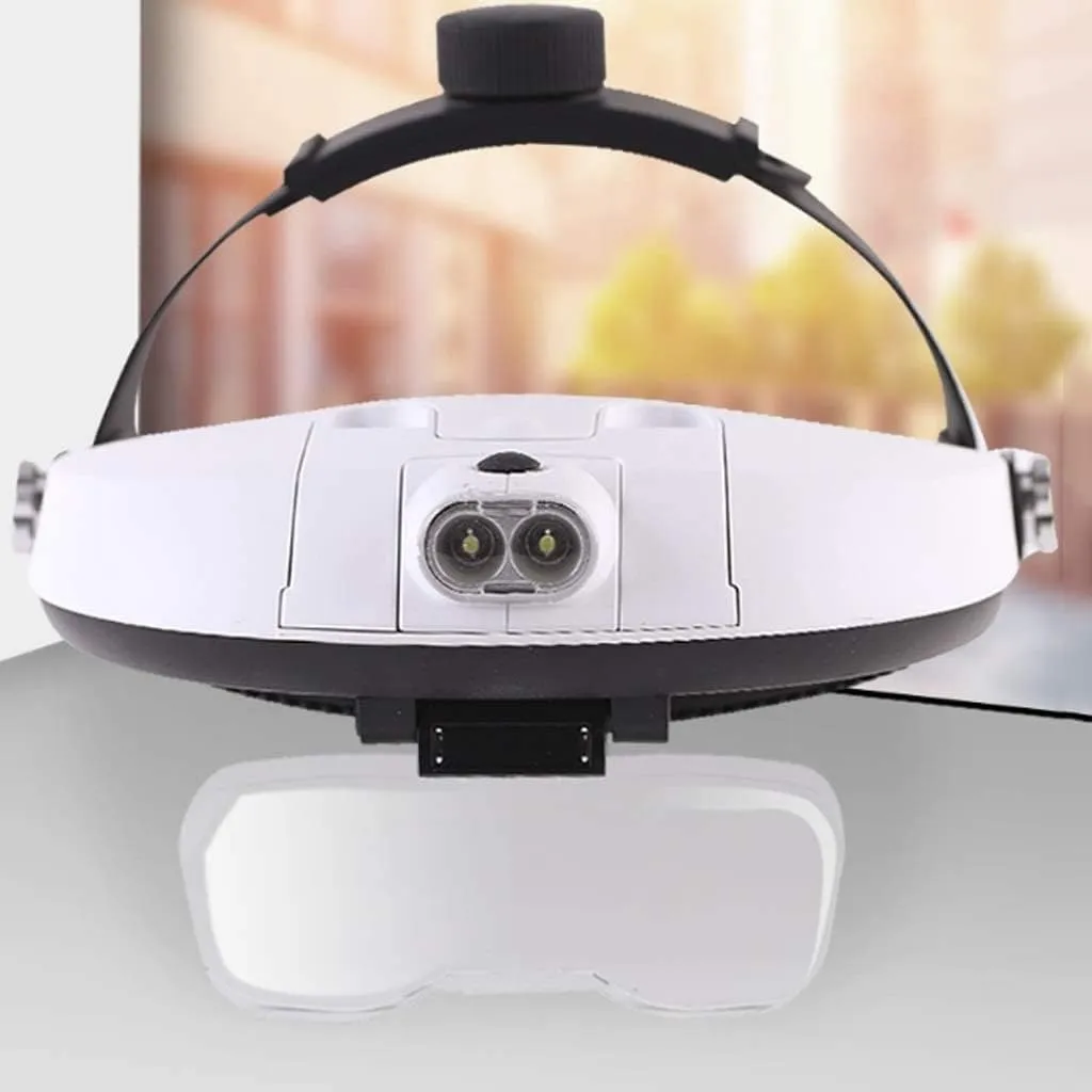 LED Head Torch,Head Mount Magnifier Glasses with Detachable Bright LED Head Lamp - 5 Interchangeable Lenses: 1.0X, 1.5X, 2.0X, 2.5X, 3.5X Magnification