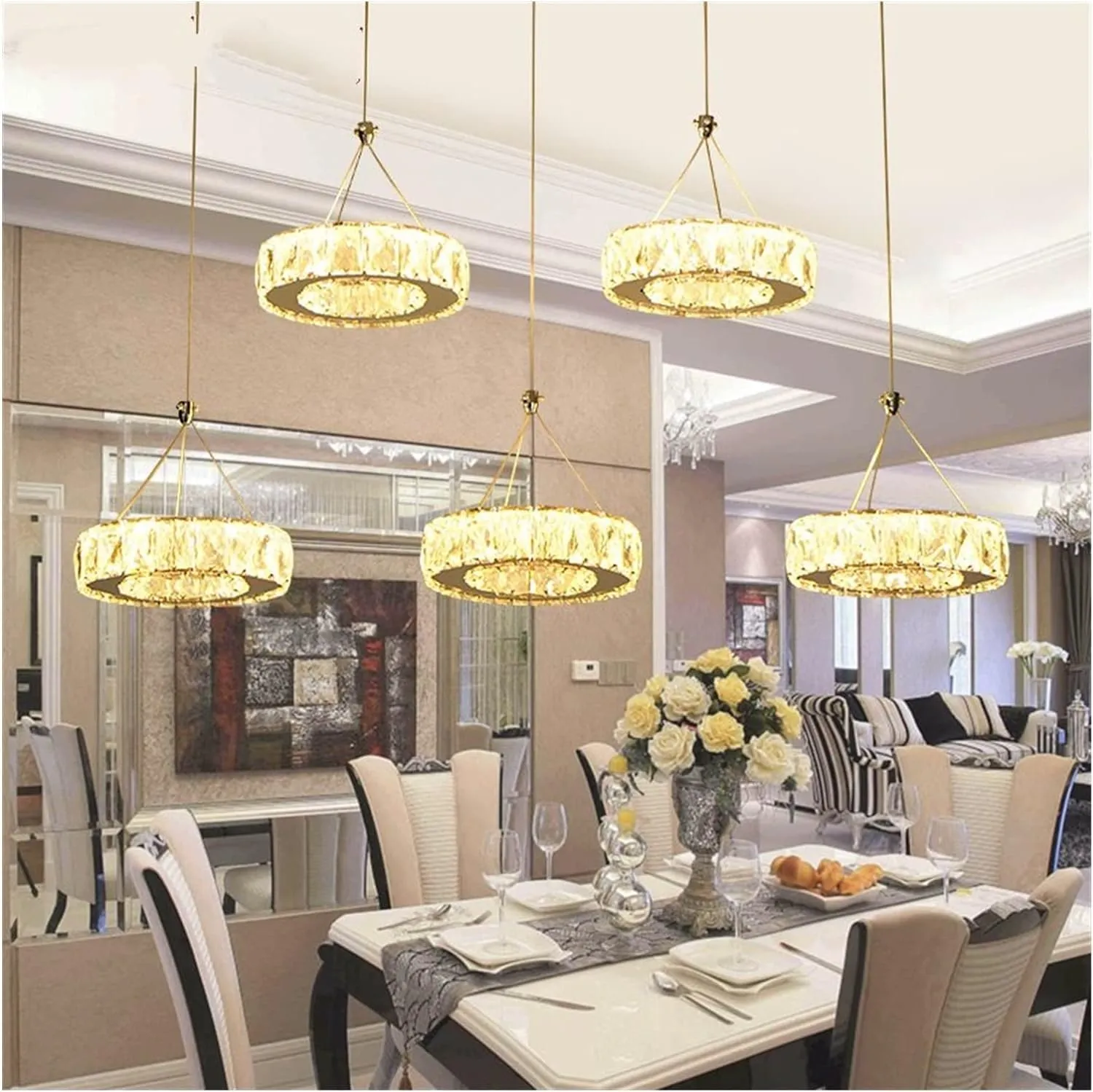 LED Modern Chandelier Lamp Modern LED Crystal Chandelier Light Lamp Compatible with Home Decorative Cristal Lustre Chandeliers(D45*H100cm)