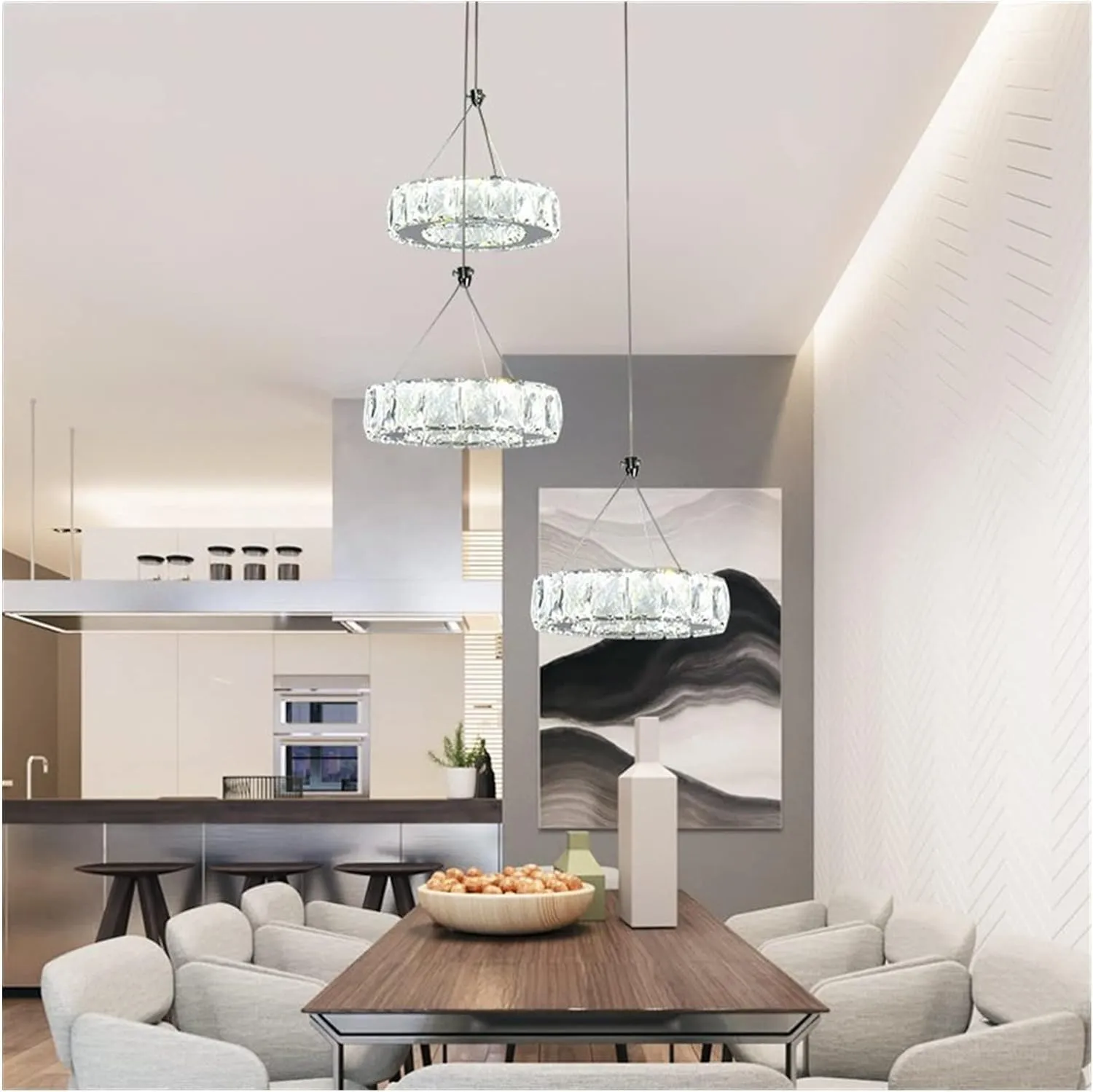 LED Modern Chandelier Lamp Modern LED Crystal Chandelier Light Lamp Compatible with Home Decorative Cristal Lustre Chandeliers(D45*H100cm)