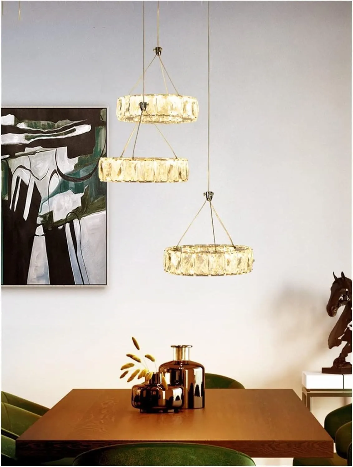 LED Modern Chandelier Lamp Modern LED Crystal Chandelier Light Lamp Compatible with Home Decorative Cristal Lustre Chandeliers(D45*H100cm)