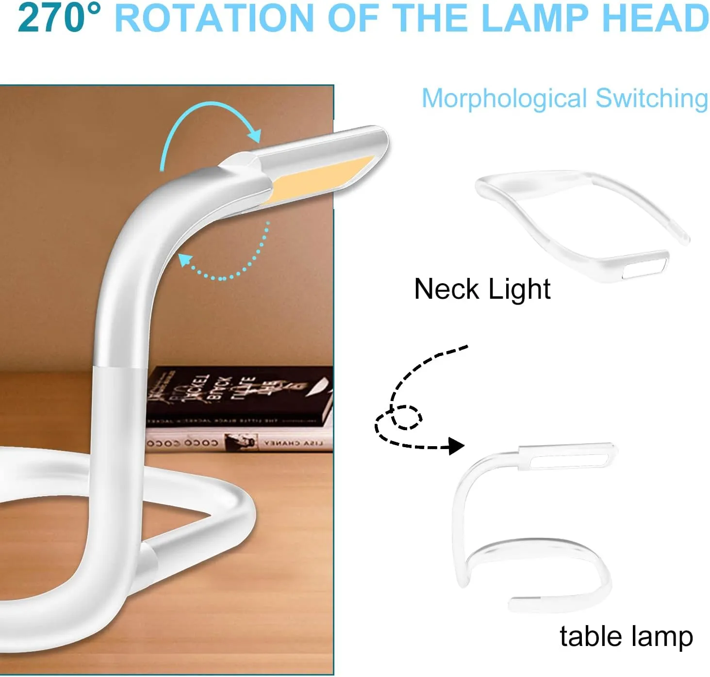 LED Neck Reading Light, Book Light for Reading in Bed, Adjustable Brightness Desk Lamp,3 Color, with Bendable Arms, Suitable for Repairing, Night Running, Walking, Knitting, Camping