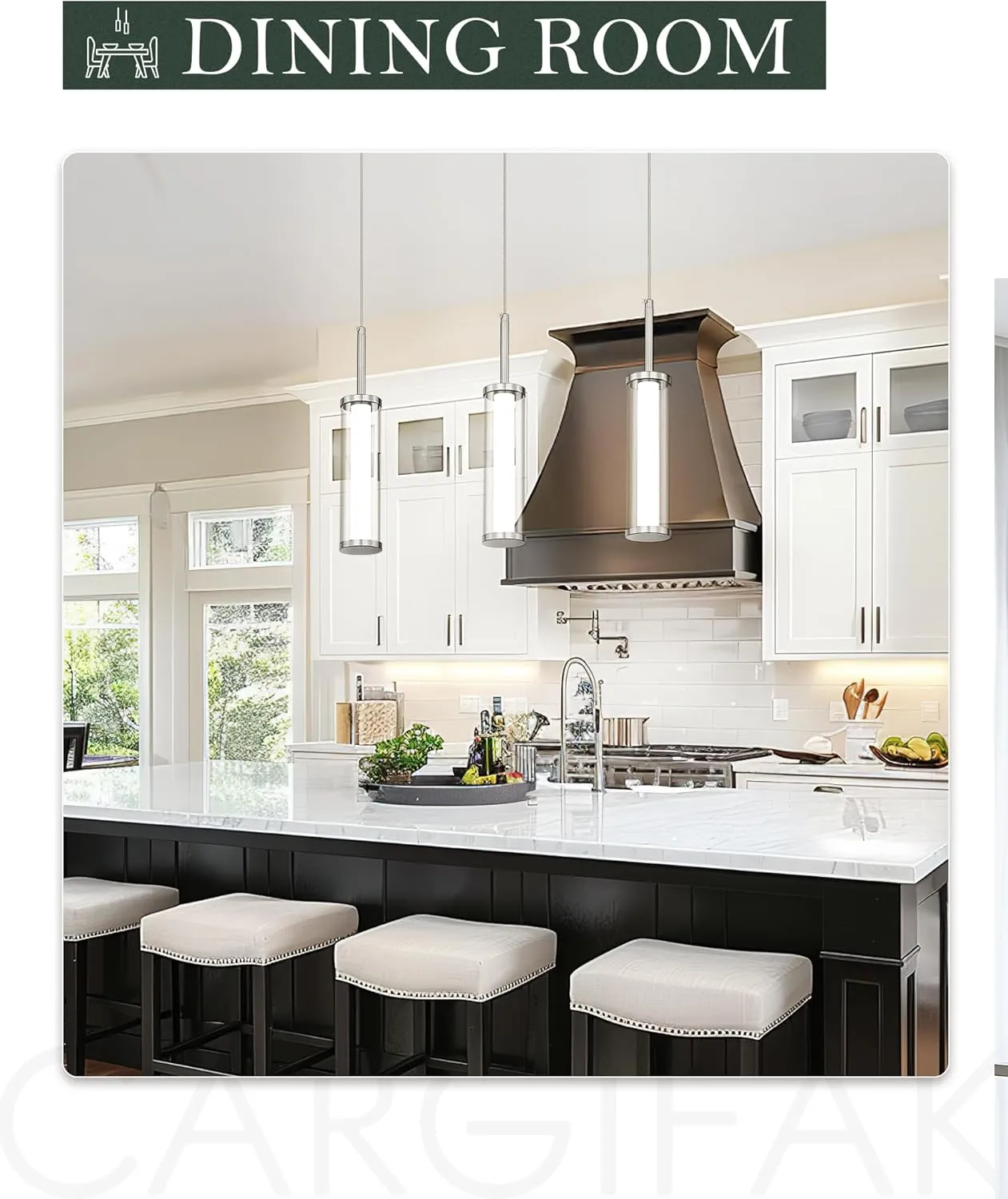 LED Pendant Light Fixtures with Brushed Nickel, Cylinder Modern Pendant Lights, 10W 3000K/6000K Adjustable Hanging Light for Dining Room Bedroom Hallway Entryway Foyer, PL5570-1P-BN