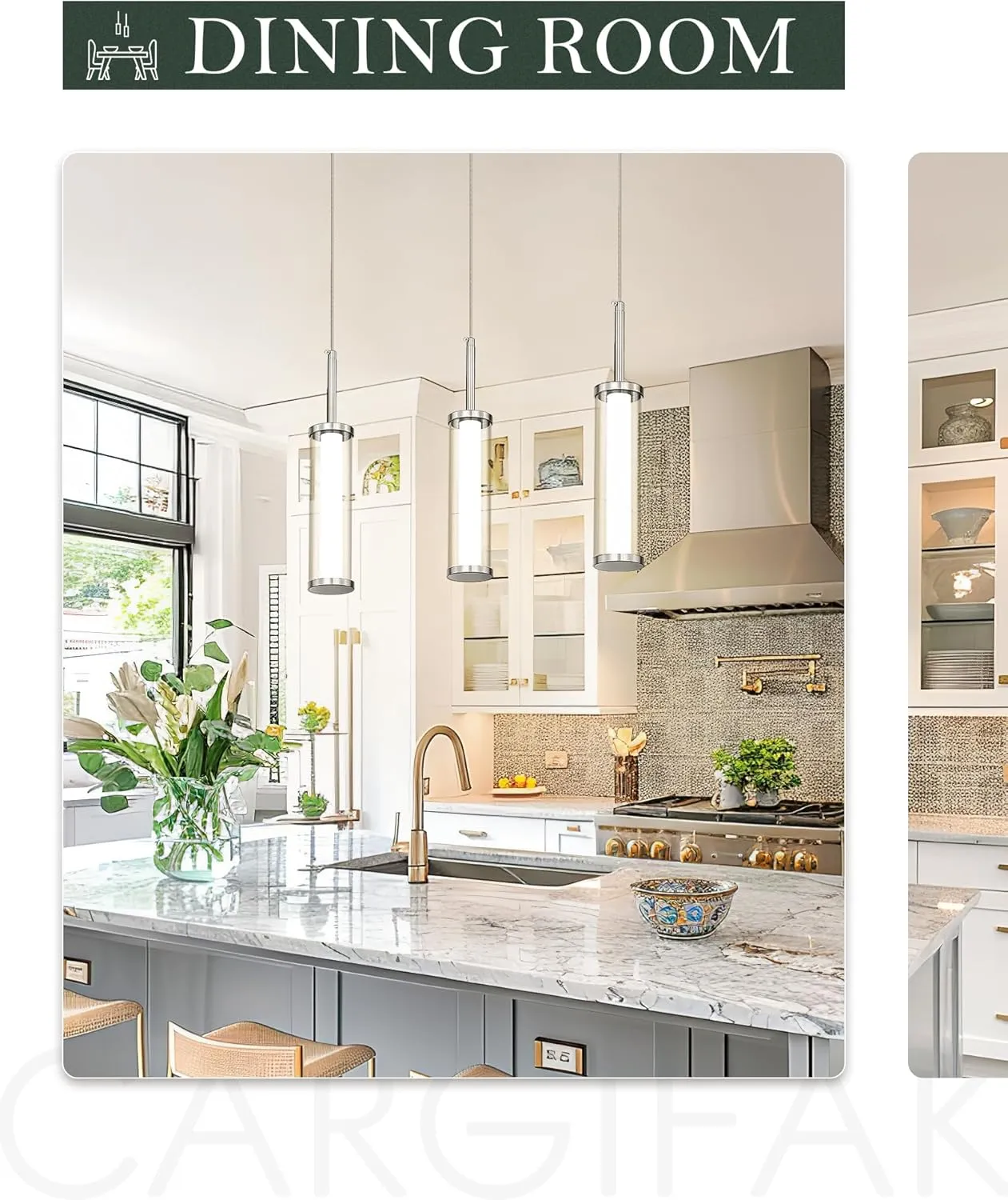 LED Pendant Light Fixtures with Brushed Nickel, Cylinder Modern Pendant Lights, 10W 3000K/6000K Adjustable Hanging Light for Dining Room Bedroom Hallway Entryway Foyer, PL5570-1P-BN