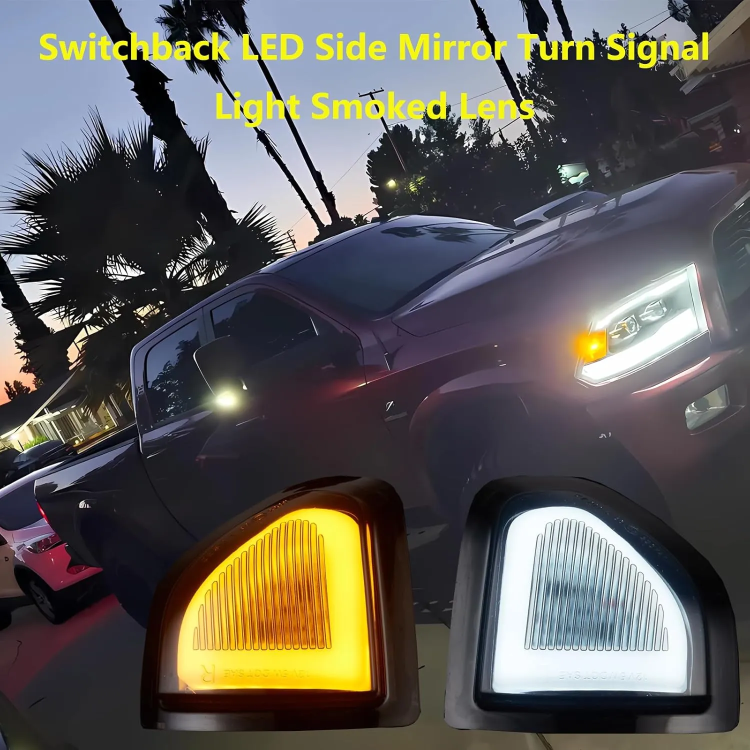LED Ram 2500 side Tow mirror turn signal light Running Lamp Kits Compatible with 2010-2021 Dodge Ram 1500,2019-2023 Ram 1500 Classic 2010-2018 Ram 2500 3500 Smoked Lens