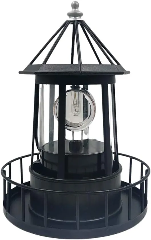 LED Solar Powered Lighthouse, 360 Degree Rotating Lighthouse Lamp, IP65 Waterproof LED Solar Lighthouse Lamps Towers Statue Lights for Outdoor Garden Pathway Patio