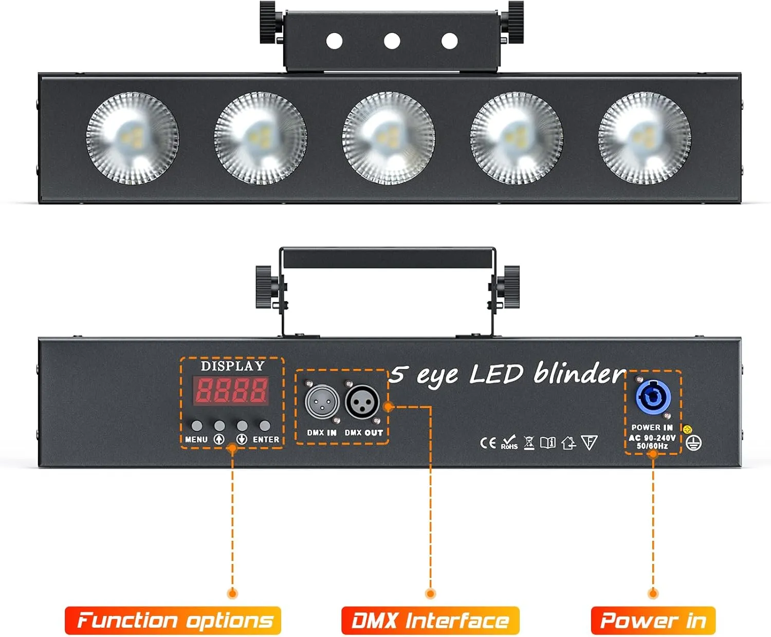LED Stage Wash Light Bar: 50W 5PCS 4 in1 RGBW COB DJ Light with DMX Control,Sound Activated,Auto Play,Master-Slave Modes Uplight for Party Wedding Live Show Stage Lighting (2 Pack)