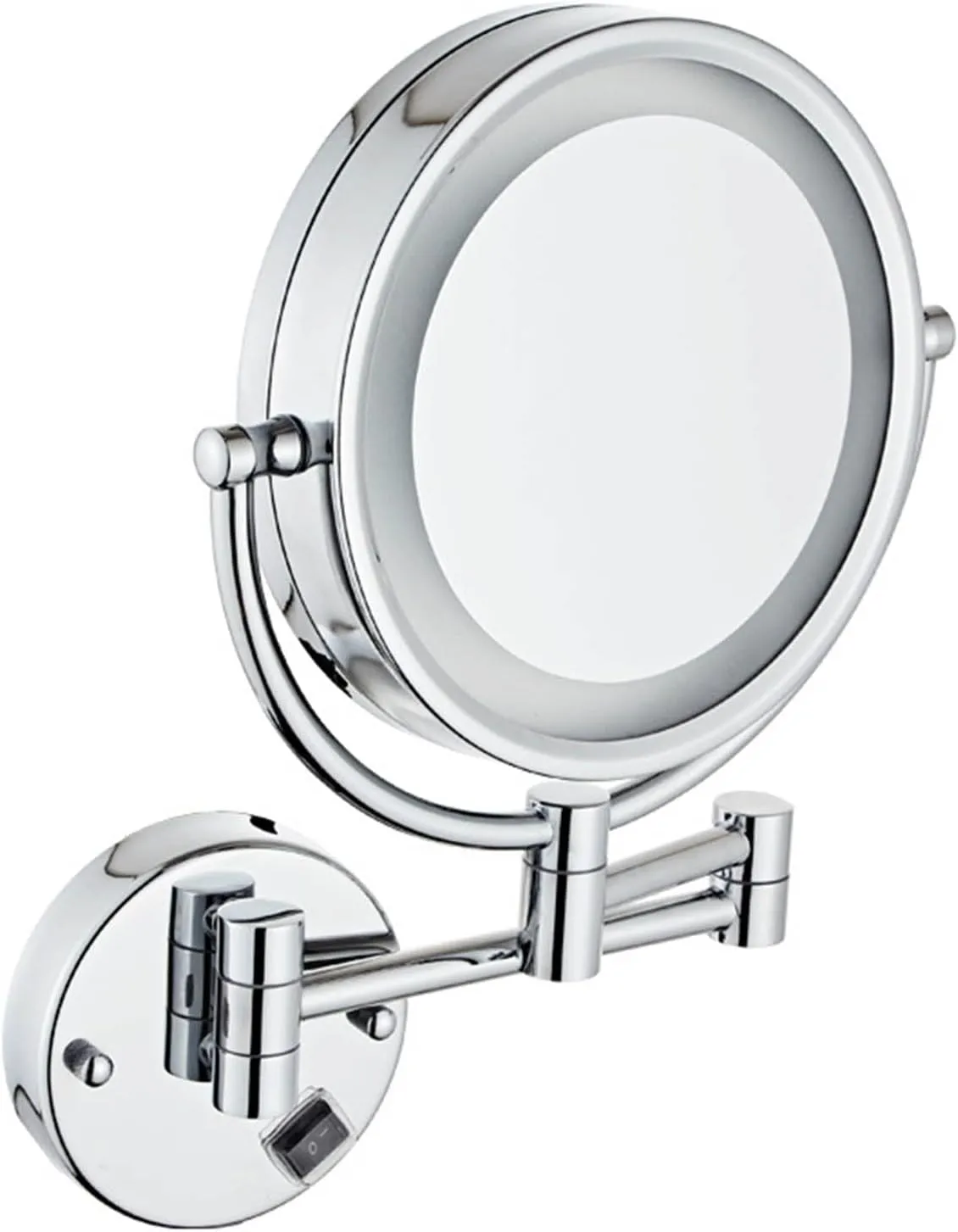 LED Wall Mounted Makeup Mirror, 8.5" Round Shape Shaving Mirror, 3X Magnifying Double Sided Mirrors, 360 Degree Swivel(Plug 3X)