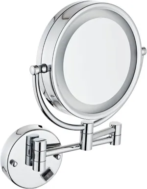 LED Wall Mounted Makeup Mirror, 8.5" Round Shape Shaving Mirror, 3X Magnifying Double Sided Mirrors, 360 Degree Swivel(Plug 3X)