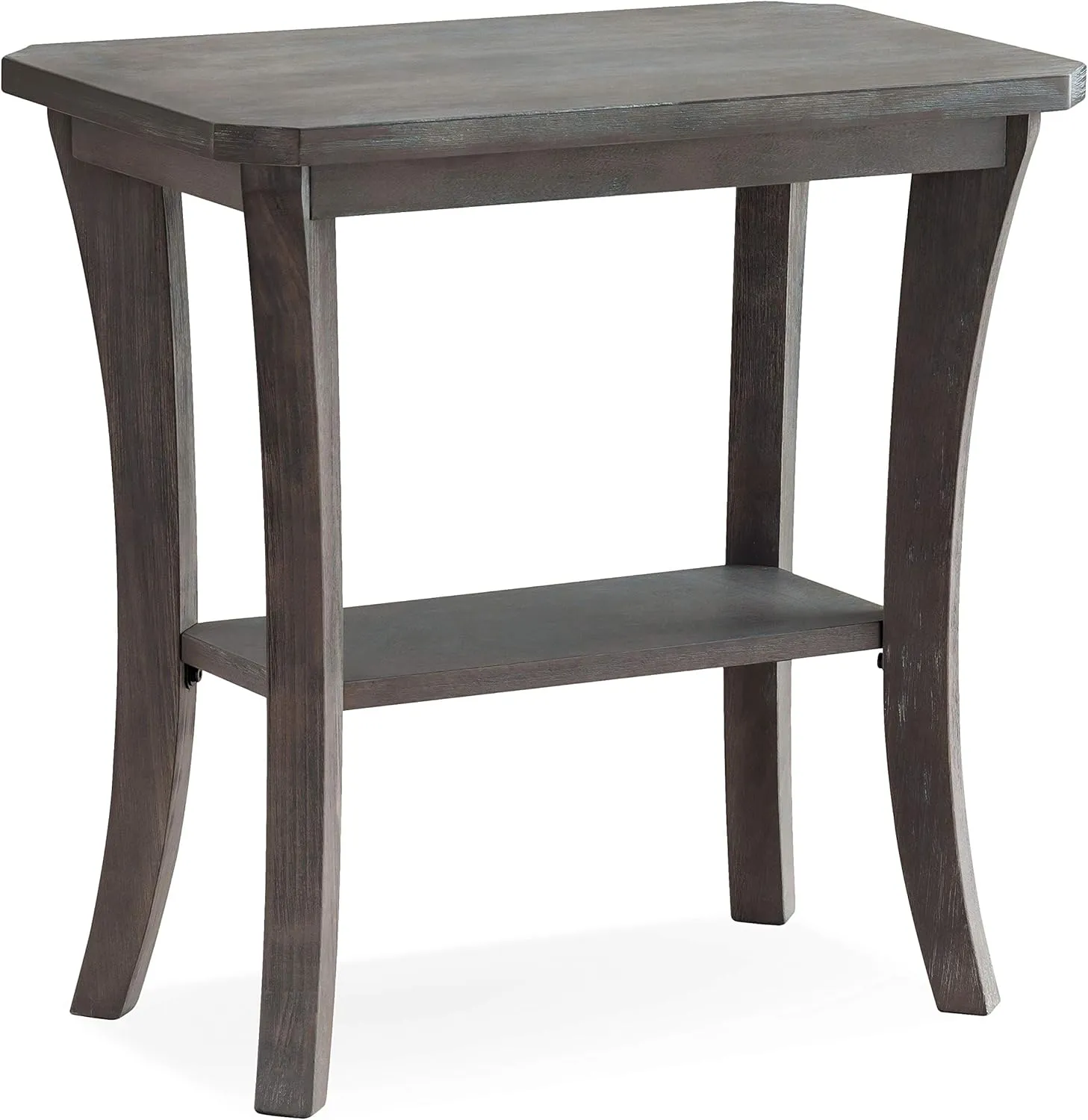 Leick Home 10305-RG Rustic Wire Brushed Driftwood Narrow Side Table with Shelf, Rustic Gray