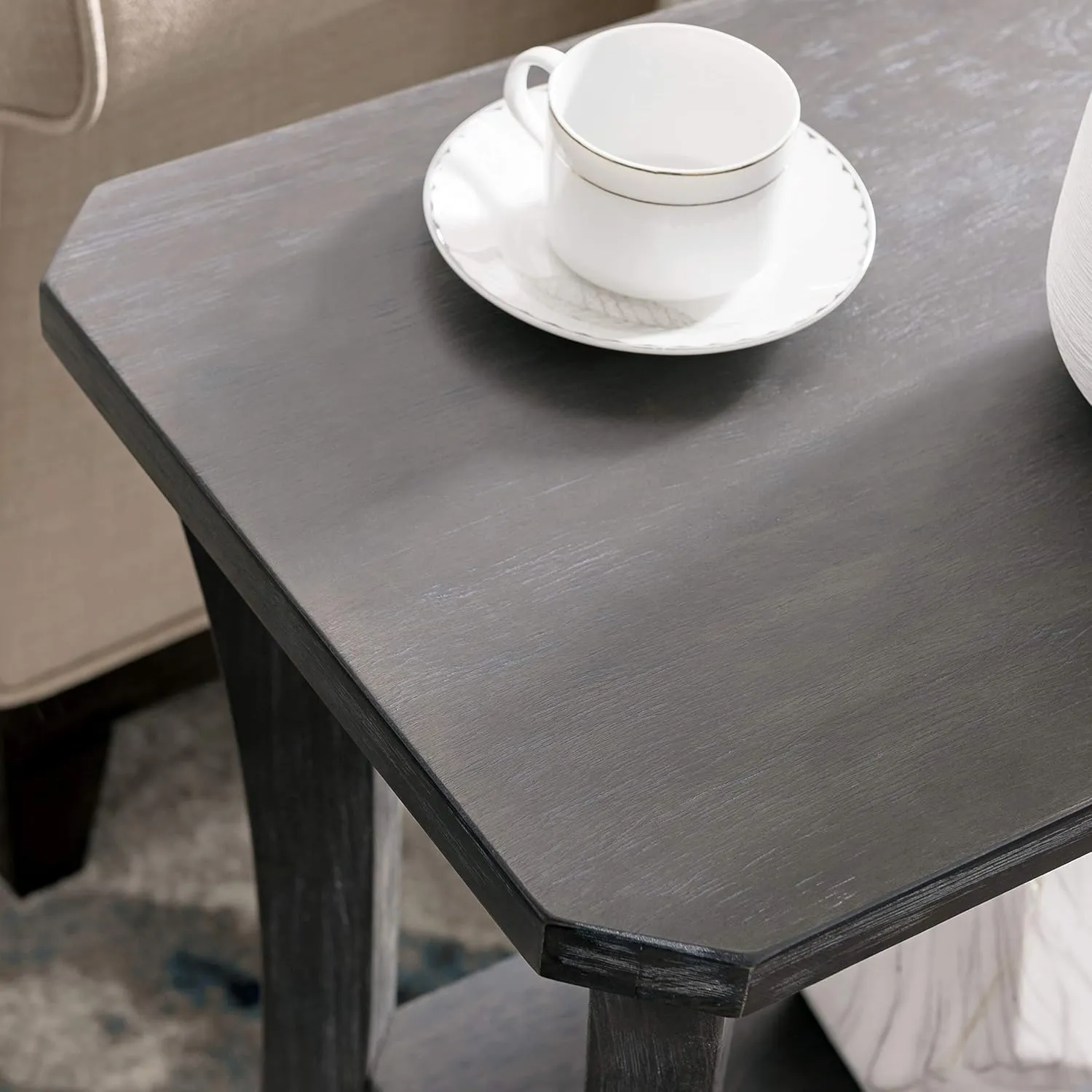 Leick Home 10305-RG Rustic Wire Brushed Driftwood Narrow Side Table with Shelf, Rustic Gray