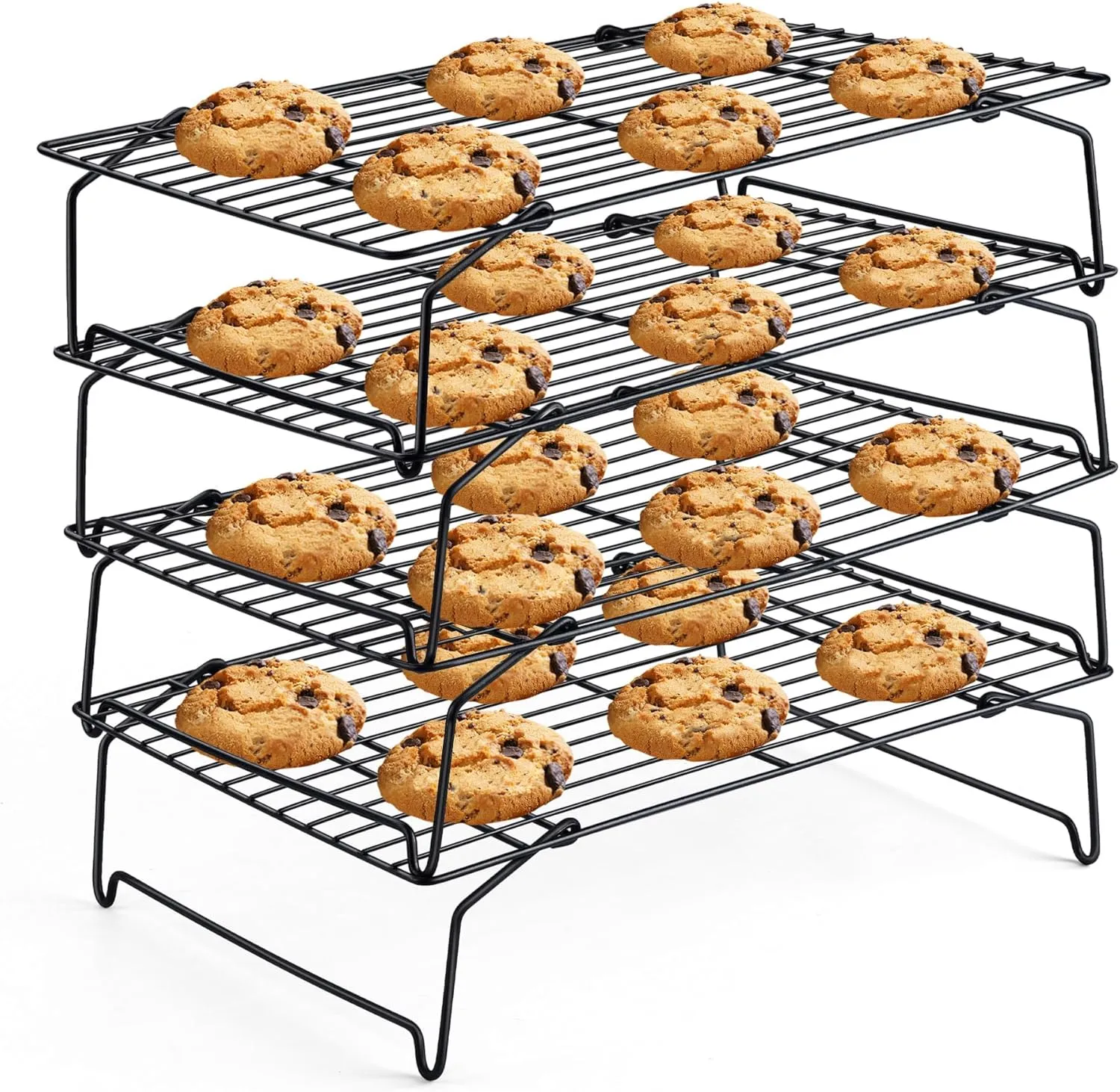 Leonyo Stainless Steel Cooling Racks for Baking, 4 Tier Stackable Wire Rack for Cooking, Roasting, Grilling, Oven and Dishwasher Safe, Cool Batches of Cookie, Pizza, Cake, 10.2" x 15"