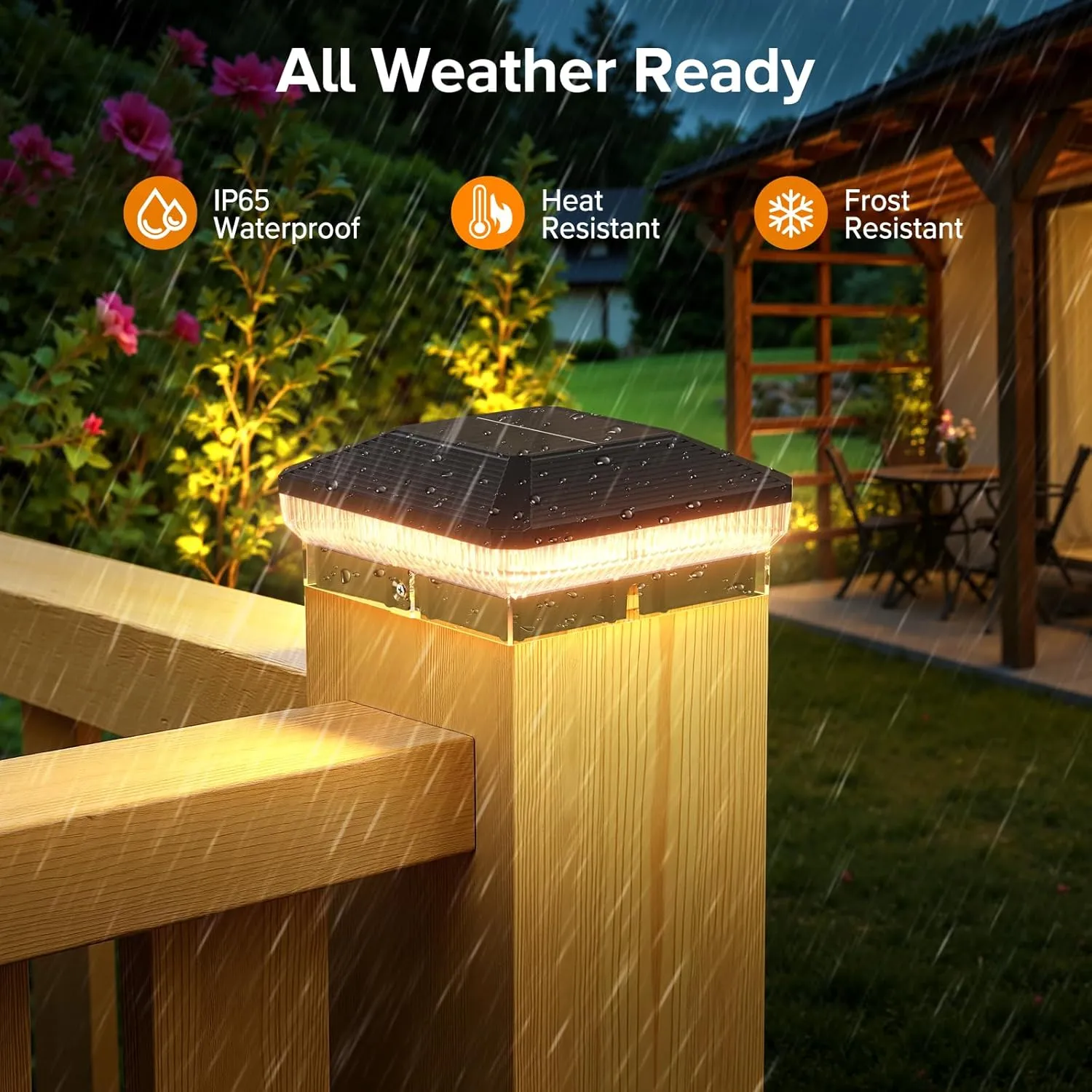 LETMY 6 Pack Solar Post Cap Lights Outdoor, 40 LEDs 4x4 Fence Post Solar Lights Outdoor Waterproof with 3 Modes, Solar Powered Deck Fence Cap Light for 3.5x3.5 4x4 Vinyl Wooden Posts (Black)
