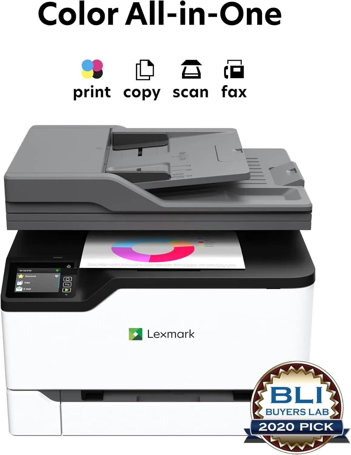 Lexmark CX431adw Color All-in-One Printer with Touchscreen, Multifunction Laser -for Office, Wireless, Mobile Ready & Duplex Printing (Print, Copy, Scan, Analog Fax (4-Series)(40N9370)
