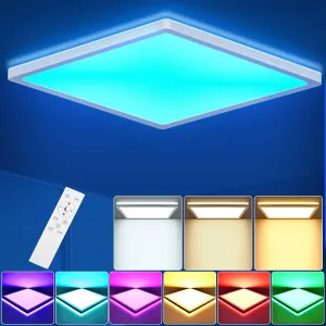 LEZOE 12 Inch LED Flush Mount Ceiling Light Dimmable with Remote Control, 24W 2400lm 3000K-6500K LED Ceiling Light Fixture Dimmable, Led Ceiling Lamp for Living Room, Bedroom, Kitchen, Laundry Room