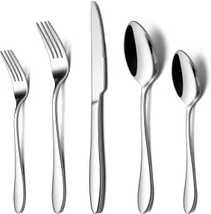 LIANYU 60 Piece Silverware Flatware Set for 12, Stainless Steel Home Kitchen Hotel Restaurant Cutlery Set, Eating Utensils, Mirror Finished, Dishwasher Safe