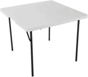 Lifetime 280228 37-Inch Square Fold-in-Half Table, White Granite Top with Gray Frame