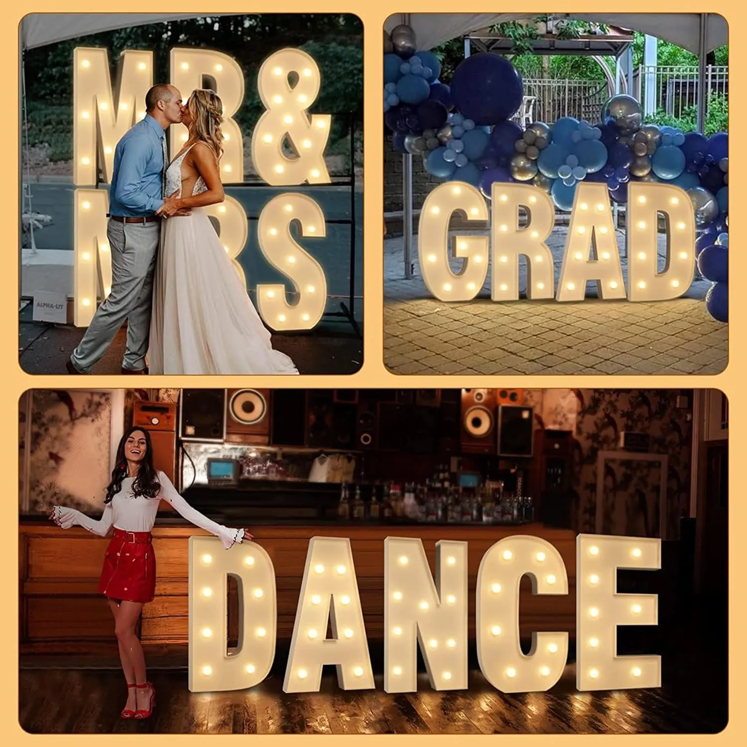 Light up Letters, LED Alphabet Sign Fashion LED Subtitles Lamp Set of Light up Letters for Party Anniversary Grad 2025 Favor Supplies(3.3FT/100CM)