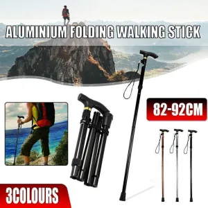 Lightweight Adjustable Folding Walking Stick Aluminium Travel Cane Non Slip Au